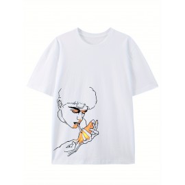Camiseta de algodão puro de 220g de espessura premium com estampa de cigarro, camiseta casual de algodão penteado para homens, camiseta de gola redonda de mangas curtas, com uma certa espessura adequada para usar no verão