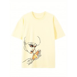 Camiseta de algodão puro de 220g de espessura premium com estampa de cigarro, camiseta casual de algodão penteado para homens, camiseta de gola redonda de mangas curtas, com uma certa espessura adequada para usar no verão
