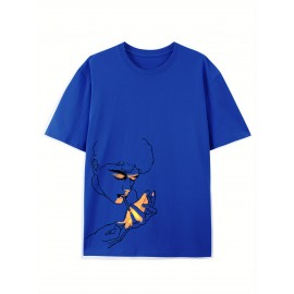 Camiseta de algodão puro de 220g de espessura premium com estampa de cigarro, camiseta casual de algodão penteado para homens, camiseta de gola redonda de mangas curtas, com uma certa espessura adequada para usar no verão