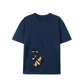 Camiseta de algodão puro de 220g de espessura premium com estampa de cigarro, camiseta casual de algodão penteado para homens, camiseta de gola redonda de mangas curtas, com uma certa espessura adequada para usar no verão