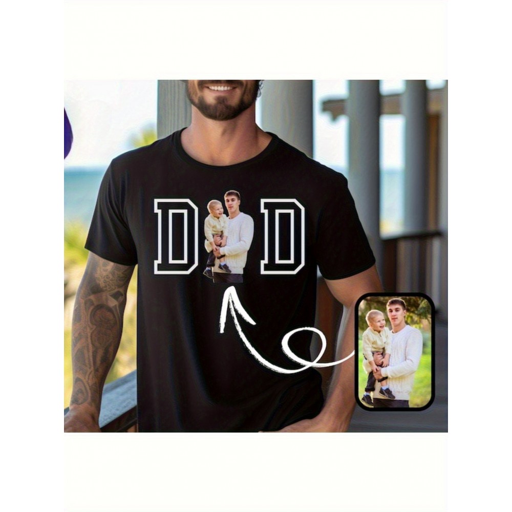 Camiseta personalizada para pai com foto, camiseta personalizada para papai - Camiseta masculina, presente para família e amigos, Dia dos Pais, uso casual e confortável, personalizada, customizada.