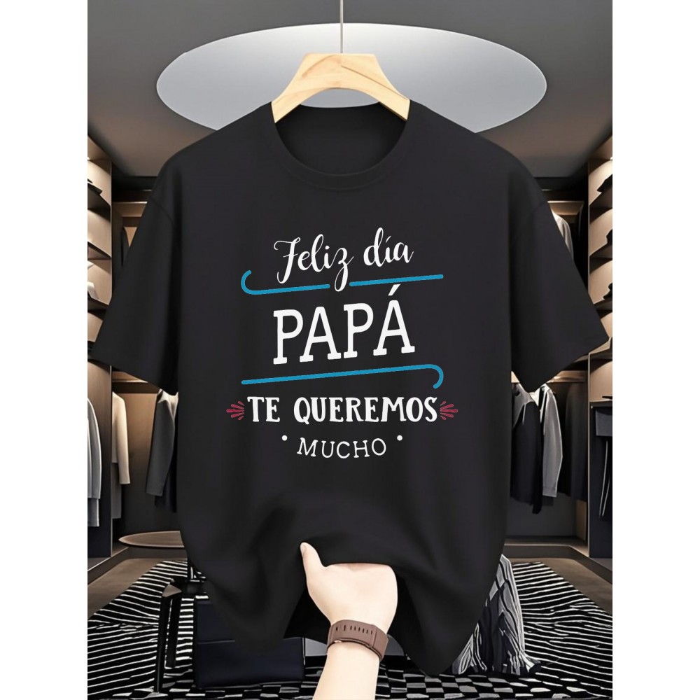 Presente para o Dia do Pai | Citação em Espanhol | T-shirt de manga curta para o verão, roupa casual de verão | Estampa de moda | Ajuste confortável
