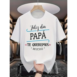 Presente para o Dia do Pai | Citação em Espanhol | T-shirt de manga curta para o verão, roupa casual de verão | Estampa de moda | Ajuste confortável