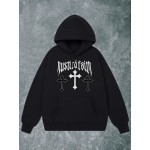 Fé na Cruz da Salvação, (Mistura de Algodão) Moletom Casual e Confortável Masculino, Moletom Fashion de Manga Longa, Outono e Inverno