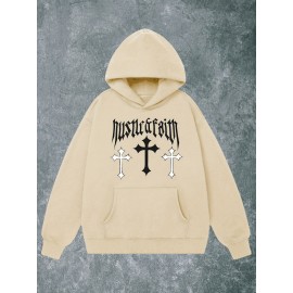 Fé na Cruz da Salvação, (Mistura de Algodão) Moletom Casual e Confortável Masculino, Moletom Fashion de Manga Longa, Outono e Inverno