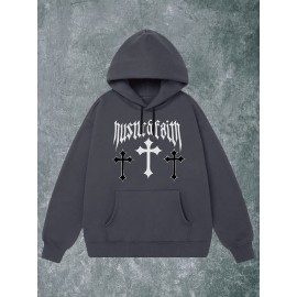 Fé na Cruz da Salvação, (Mistura de Algodão) Moletom Casual e Confortável Masculino, Moletom Fashion de Manga Longa, Outono e Inverno