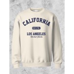 Califórnia, Los Angeles, Suéter de Pescoço Redondo Estampado em Poliéster, Unissex, Novo Estilo, Solto e Confortável, Adequado para Viagens e Uso Casual
