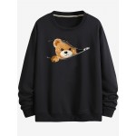 Moletom estampado com padrão criativo de urso com zíper, moletom de mangas compridas com capuz e gola redonda, casual e fashion, ideal para usar na primavera e outono, confortável e respirável.