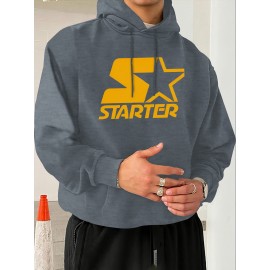 Moletom Casual Masculino com Estampa de Letras na Moda - Mistura de Algodão Aconchegante, Lavável à Máquina, Perfeito para Uso Externo no Outono & Inverno