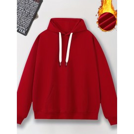 Moletom de manga comprida confortável para homem, com cordão e bolsa de canguru, pulôver casual para homem, adequado para uso diário.