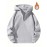 Moletom com Capuz Forrado em Fleece para Homens - Cinza, Manga Comprida, Gola com Zíper, Quente e Confortável para Uso Casual, Moletom Esportivo | Estilo Casual Hoodie | Bolsos Funcionais, Suéter com Capuz