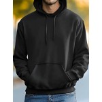 Moletom com Capuz Masculino Preto e Estampa Geométrica - Moletom de Poliéster Macio de Manga Comprida com Capuz Ajustável por Cordão, Bolso Canguru Espaçoso e Conforto para Vestuário Casual Urbano