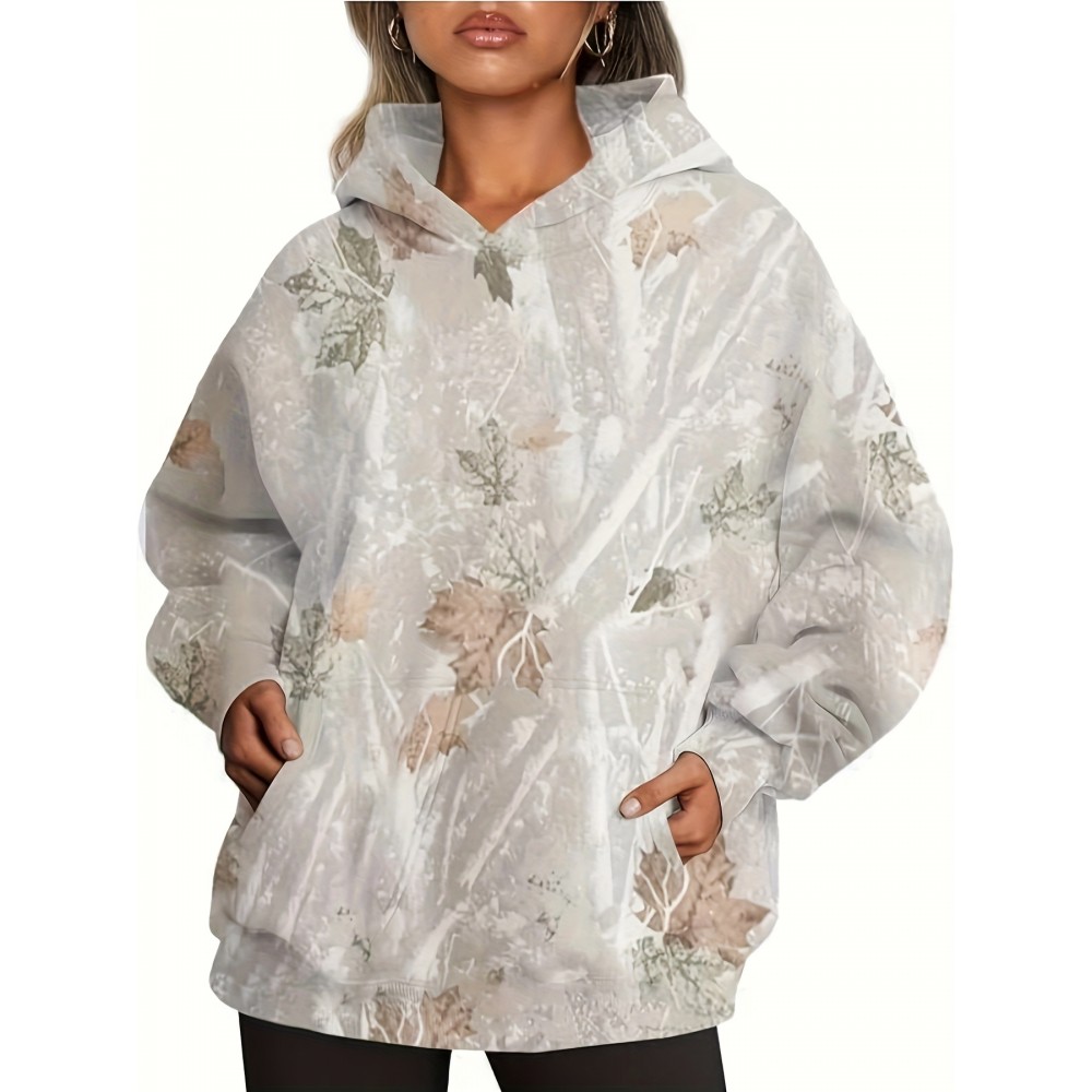 Sweatshirt com capuz de camuflagem de arceiro, sweatshirt com capuz estampado, pulôver, sweatshirt casual de manga comprida, conjunto casual de outono com bolso
