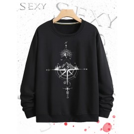 Estrela Brilhante Impressa Roupa de Rua Camisola de Pescoço Impressa, Roupa Desportiva Diária ao Ar Livre para Homem, Simples e Bonito, Tecidos Confortáveis e Quentes, Lazer em Casa, Joker de Deslocação.