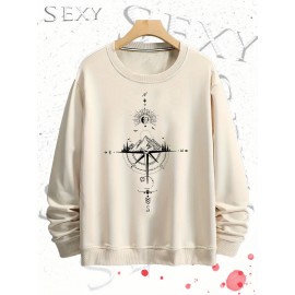 Estrela Brilhante Impressa Roupa de Rua Camisola de Pescoço Impressa, Roupa Desportiva Diária ao Ar Livre para Homem, Simples e Bonito, Tecidos Confortáveis e Quentes, Lazer em Casa, Joker de Deslocação.