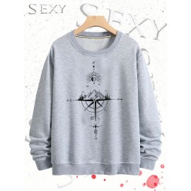 Estrela Brilhante Impressa Roupa de Rua Camisola de Pescoço Impressa, Roupa Desportiva Diária ao Ar Livre para Homem, Simples e Bonito, Tecidos Confortáveis e Quentes, Lazer em Casa, Joker de Deslocação.