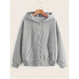 Jaqueta de Moletom com Zíper para Homens - Ajuste Esportivo Casual, Manga Longa e Punhos Elásticos, Cor Sólida, Ideal para Academia, Roupas ao Ar Livre, Design Minimalista, Material Confortável, Estilo Ativo