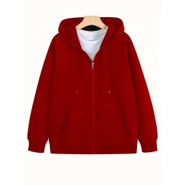 Jaqueta de Moletom com Zíper para Homens - Ajuste Esportivo Casual, Manga Longa e Punhos Elásticos, Cor Sólida, Ideal para Academia, Roupas ao Ar Livre, Design Minimalista, Material Confortável, Estilo Ativo