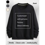 Personalização gratuita direto da fábrica: Moletom com capuz grosso de 450g personalizado com gola redonda para roupas de família, grupo, turma e empresa. Personalização de presentes com imagens/textos/fotos.