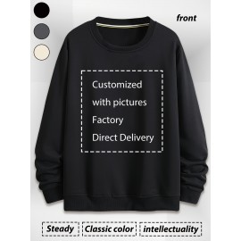 Personalização gratuita direto da fábrica: Moletom com capuz grosso de 450g personalizado com gola redonda para roupas de família, grupo, turma e empresa. Personalização de presentes com imagens/textos/fotos.