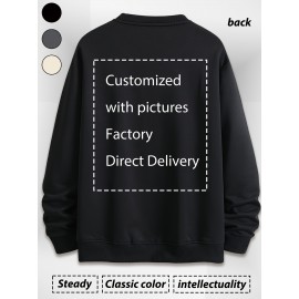 Personalização gratuita direto da fábrica: Moletom com capuz grosso de 450g personalizado com gola redonda para roupas de família, grupo, turma e empresa. Personalização de presentes com imagens/textos/fotos.