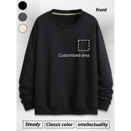 Personalização gratuita direto da fábrica: Moletom com capuz grosso de 450g personalizado com gola redonda para roupas de família, grupo, turma e empresa. Personalização de presentes com imagens/textos/fotos.