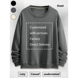 Personalização gratuita direto da fábrica: Moletom com capuz grosso de 450g personalizado com gola redonda para roupas de família, grupo, turma e empresa. Personalização de presentes com imagens/textos/fotos.