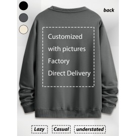 Personalização gratuita direto da fábrica: Moletom com capuz grosso de 450g personalizado com gola redonda para roupas de família, grupo, turma e empresa. Personalização de presentes com imagens/textos/fotos.