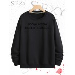 Mídia Social Matando Tendência Romântica Impressão Rua Roupas Camiseta T-Neck Impressa, Roupas Esportivas Diárias para Homens, Simples e Elegante, Tecidos Confortáveis e Quentes, Lazer em Casa, Comutação Coringa.