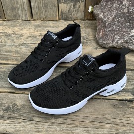 Tenis Femininos para Todas as Estações - Sapatilhas Esportivas de Cano Baixo com Cadarço e Solado Antiderrapante, Malha Respirável para Corrida, Treino e Casual - Palmilha Acolchoada (Preto/Vermelho/Branco) - Design Fácil de Limpar, Calçados Confortáveis,