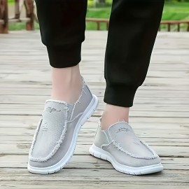 Sapatos casuais de cano baixo para homem - Preto, com atacadores, biqueira redonda, design de cano baixo, parte superior em tecido confortável e respirável, sola de borracha, versáteis para todas as estações
