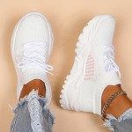 Tênis baixo simples de amarrar com renda para mulheres, sapatos leves e respiráveis, ideais para corrida e esportes.