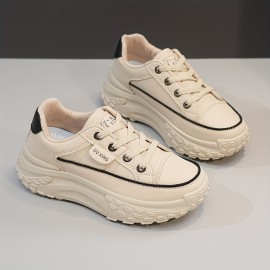Tênis plataforma feminino na moda, tênis esportivos casuais com cadarço baixo, confortáveis para caminhadas ao ar livre