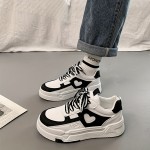 Tenis Casual Feminino 2024 - Cano Médio, Sola de EVA e Borracha Antiderrapante, Fechamento com Cadarço, Branco com Detalhes em Preto para Uso Diário, Ideal para Todas as Estações