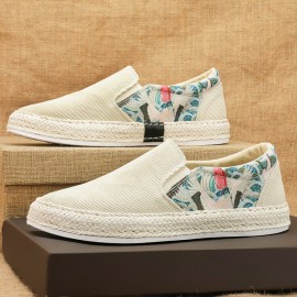 Sapatos de pescador de veludo de malha de palha, sapatos de tabuleiro, sapatos preguiçosos, sapatos de tecido sem cadarço, sapatos masculinos da moda, quatro estações