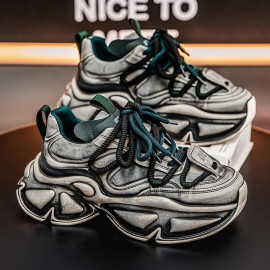 Novas Botas Esportivas de Sola Grossa para Todas as Estações, Masculinas Modernas e Versáteis, Sapatos do Pai que Aumentam a Altura Invisível, Confortáveis e Bonitos Sapatos de Exterior