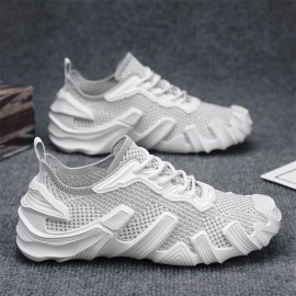 Novos Sapatos de Malha Voando para Homens para a Primavera e o Verão de, Finos, Respiráveis e Modernos Sapatos Esportivos, Sapatos de Meia de Sola Espessa e Moda, Sapatos de Corrida Casuais Leves e Versáteis