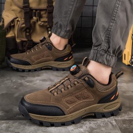 Botas de Caminhada Masculinas - Antiderrapante e Resistente, Malha Respirável para Todas as Estações, Palmilha EVA Absorvente de Impacto e Sola de Borracha Apoiadora para Trilhas, Trekking e Uso Casual - Design Baixo com Cadarço