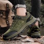 Botas de Caminhada Masculinas - Antiderrapante e Resistente, Malha Respirável para Todas as Estações, Palmilha EVA Absorvente de Impacto e Sola de Borracha Apoiadora para Trilhas, Trekking e Uso Casual - Design Baixo com Cadarço