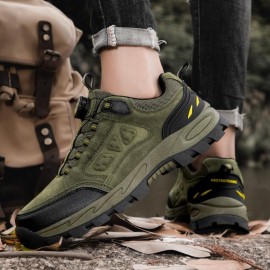 Botas de Caminhada Masculinas - Antiderrapante e Resistente, Malha Respirável para Todas as Estações, Palmilha EVA Absorvente de Impacto e Sola de Borracha Apoiadora para Trilhas, Trekking e Uso Casual - Design Baixo com Cadarço