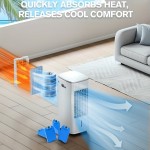 Resfriador de Ar Evaporativo Portátil 3-em-1 Sem Janela com Tanques Duplos, 3 Pacotes de Gelo & Temporizador Inteligente - Resfriador de Pântano de 60W e 25 Polegadas, Oscilação de 70°, 3 Velocidades para Quartos, Escritórios, Aparelho Moderno, Corpo em P