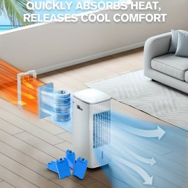 Resfriador de Ar Evaporativo Portátil 3-em-1 Sem Janela com Tanques Duplos, 3 Pacotes de Gelo & Temporizador Inteligente - Resfriador de Pântano de 60W e 25 Polegadas, Oscilação de 70°, 3 Velocidades para Quartos, Escritórios, Aparelho Moderno, Corpo em P