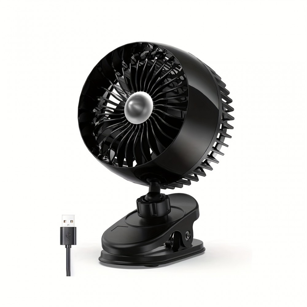 Ventilador de mesa pequeno, ventilador de clipe USB, vento forte e ultra-silencioso, ajustável a 360°, 3 velocidades, ventilador pessoal mini USB-C prefixado, adequado para escritório, mesa de dormir