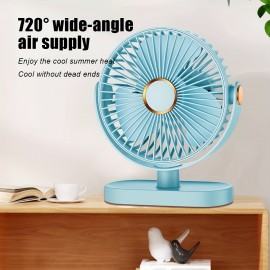 Ventilador de Mesa USB com Grande Capacidade de 3000mAh, Mini Ventilador Portátil Potente de 5 Velocidades, Bateria Ultra Longa Duração, Recarregável, Adequado para Casa, Escritório e Viagem