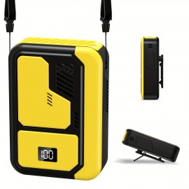 Ventilador Portátil de Pescoço, Motor sem Escovas Potente com Visor Digital e 3 Velocidades do Vento, Bateria Grande de 3000mAh, Função de Lanterna LED de Emergência, Adequado para Trabalho ao Ar Livre, Acampamento, Pesca Selvagem, Passeios de Primav