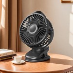 Ventilador portátil de 2000mAh com bateria, ventilador silencioso com clipe, ventilador USB, três ventiladores com tela, adequado para mesa de escritório, banco traseiro do carro, bicicleta, acampamento ao ar livre, preto