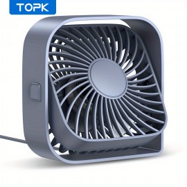 Ventilador de Mesa USB Compacto com 3 Velocidades e Operação Silenciosa de 360° - Refrigeração Portátil Leve para Casa, Escritório, Residência Estudantil e Viagem - Cinza, Ventilador Portátil