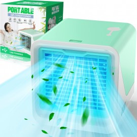 Ar condicionado portátil e humidificador | Funções de resfriamento, ventilação e pulverização 3 em 1 alimentadas por USB | Material ABS | Uso interno e externo | Superfície polida com controle de botões | Função de pulverização para casa e escritório | Co
