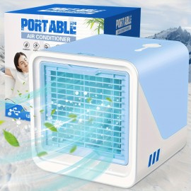 Ar condicionado portátil e humidificador | Funções de resfriamento, ventilação e pulverização 3 em 1 alimentadas por USB | Material ABS | Uso interno e externo | Superfície polida com controle de botões | Função de pulverização para casa e escritório | Co