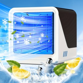 Ar condicionado portátil e humidificador | Funções de resfriamento, ventilação e pulverização 3 em 1 alimentadas por USB | Material ABS | Uso interno e externo | Superfície polida com controle de botões | Função de pulverização para casa e escritório | Co